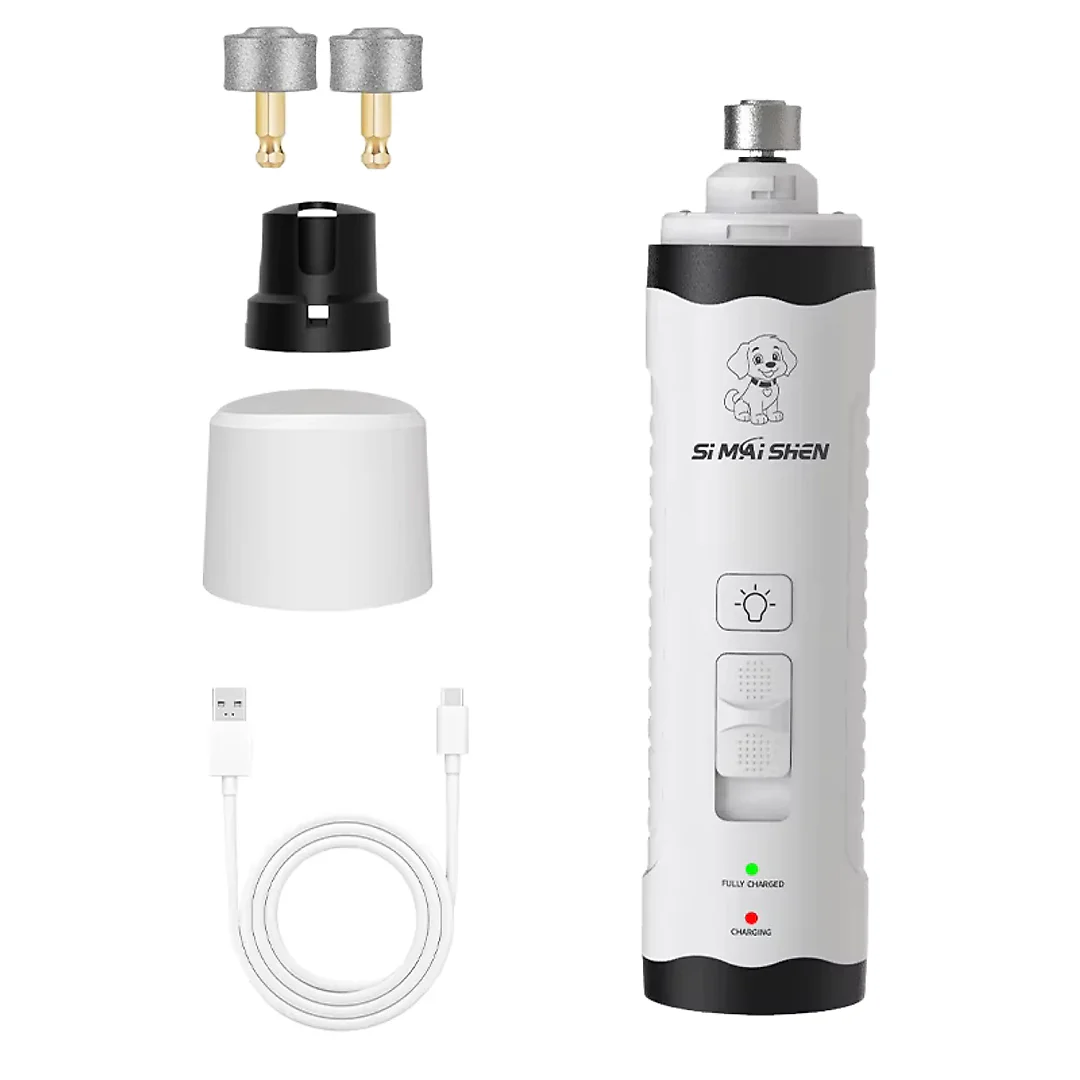 Dog Nail Grinder Kit with LED Light, Quiet Rechargeable Dog Nail Trimmer with Extra Grinding Heads for Dogs & Cats