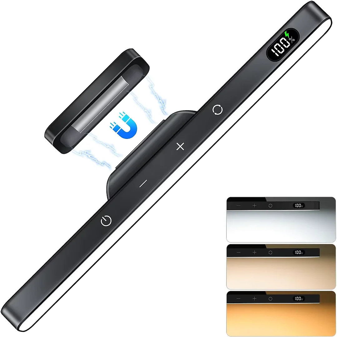 Rechargeable LED Light Bar, Dimmable 2500mAh Under Cabinet & Vanity Makeup Light with 3 Color Temperatures, Touch or Remote Control