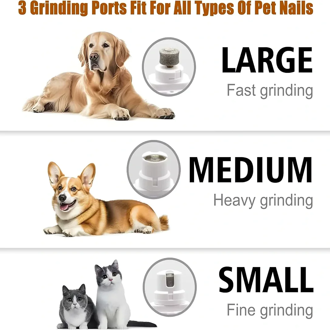 Quiet Dog Nail Grinder with 2 LED Lights, Rechargeable Dog Nail Trimmer for Small, Medium & Large Dogs and Cats