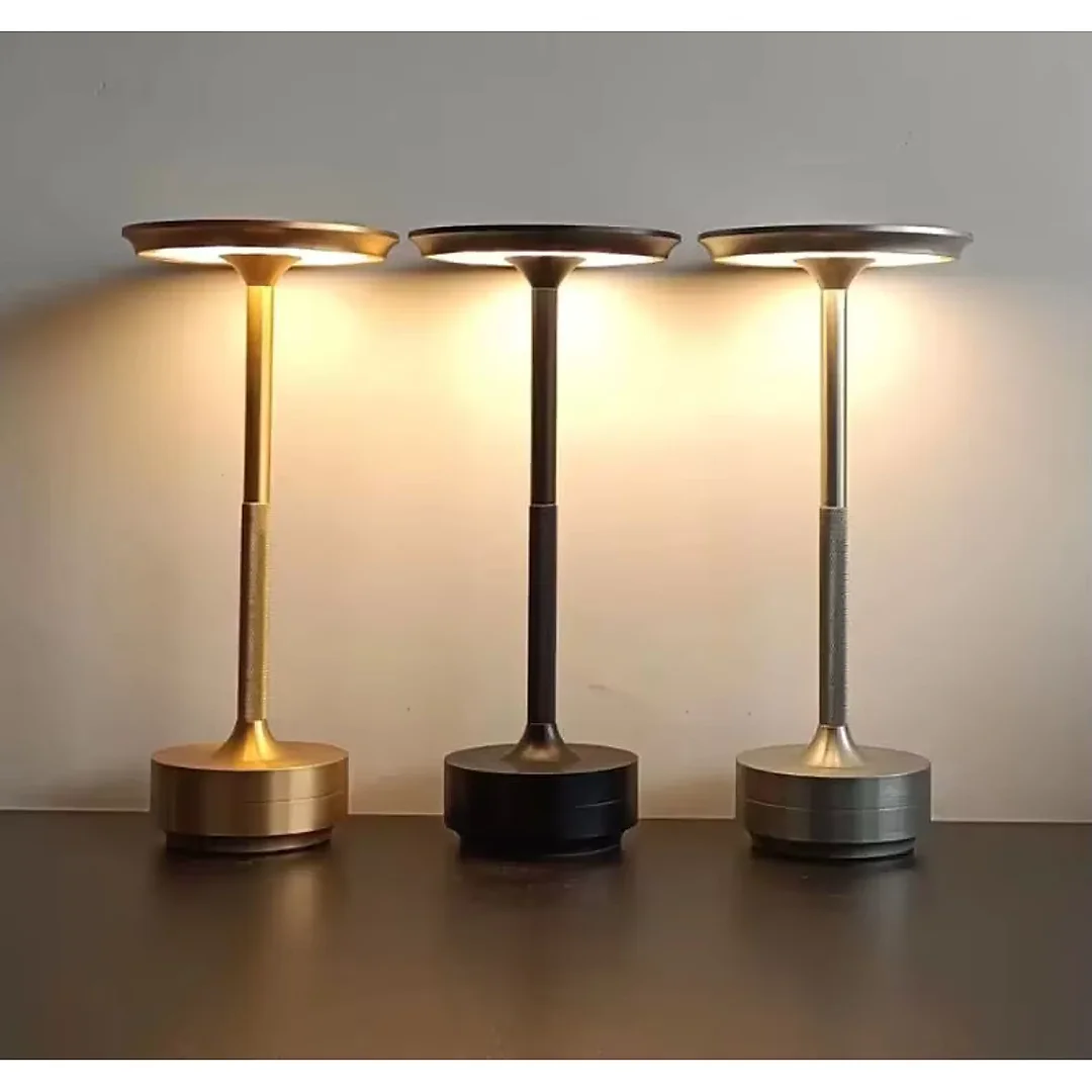 Aluminum Cordless Table Lamp, 4000mAh Rechargeable LED Touch Lamp with Stepless Dimming, Battery Operated Retro Lamp for Dining & Bedside