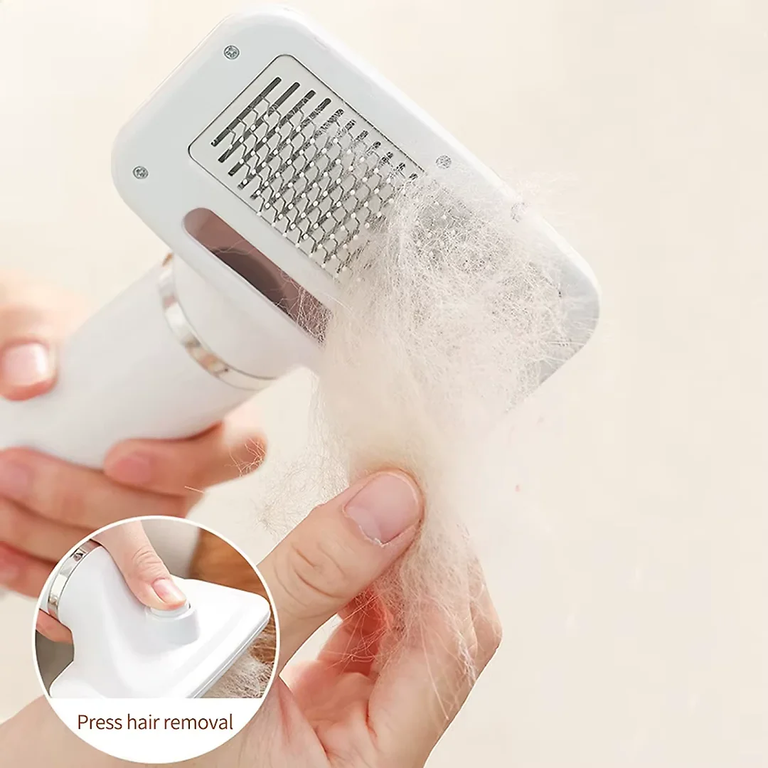 Dog Dryer Brush 2-in-1, Quiet Pet Hair Dryer with Slicker Comb & 4 Heat Settings for Dogs & Cats, US Plug