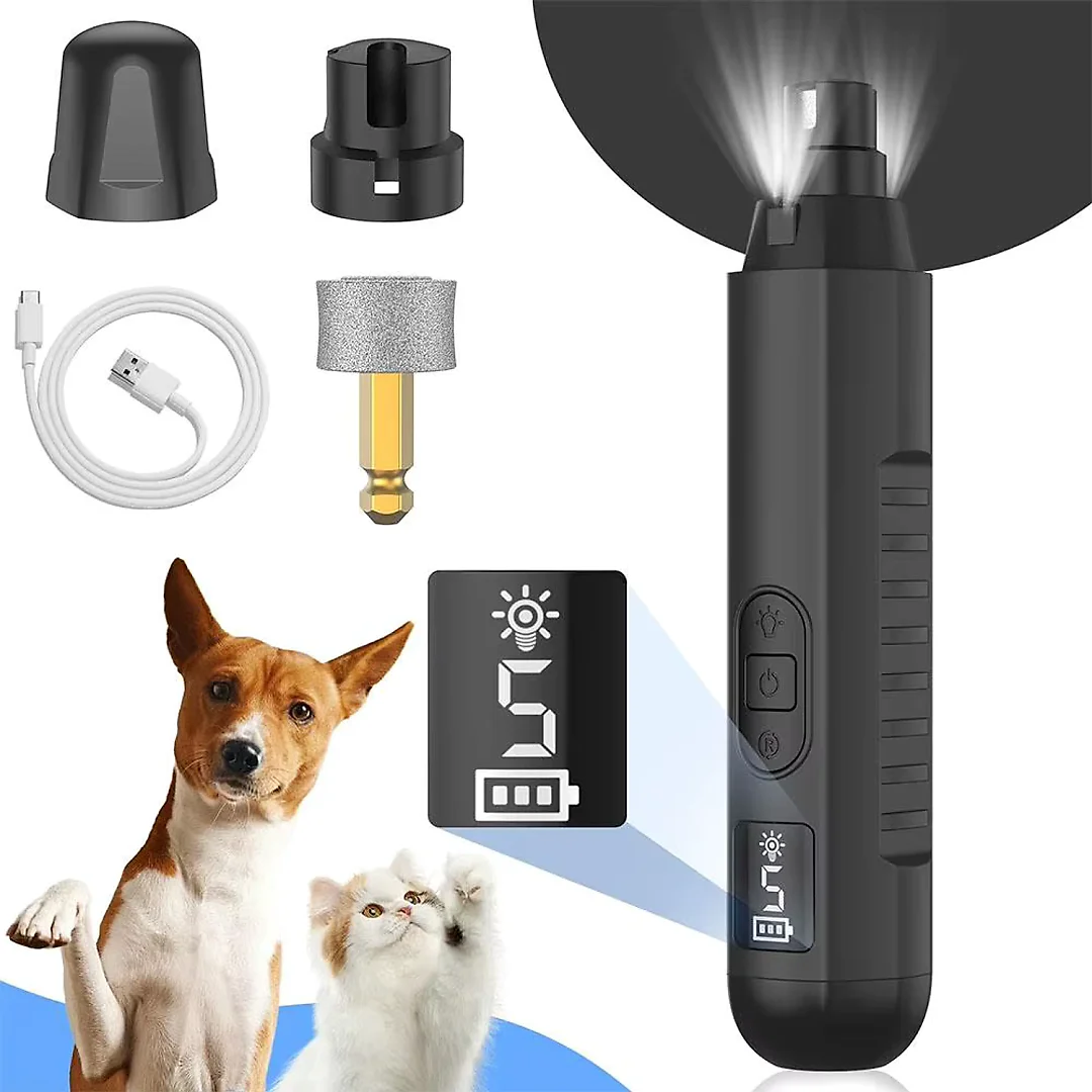 Dog Nail Grinder 5-Speed, Quiet Rechargeable Pet Nail Trimmer for Dogs & Cats, Professional Paw Care Tool