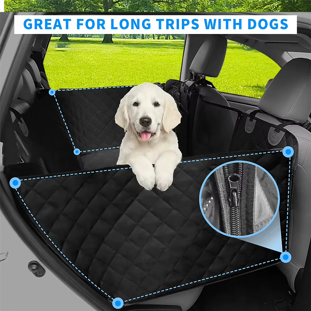 Hard Bottom Dog Seat Cover, Back Seat Extender Hammock with Firm Platform, Waterproof Scratch-Proof for Large Dogs, Cars & SUVs