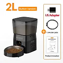 Automatic Cat Feeder 2L, Timed Dry Food Dispenser with LCD Screen & Portion Control, Button Programming, US Plug