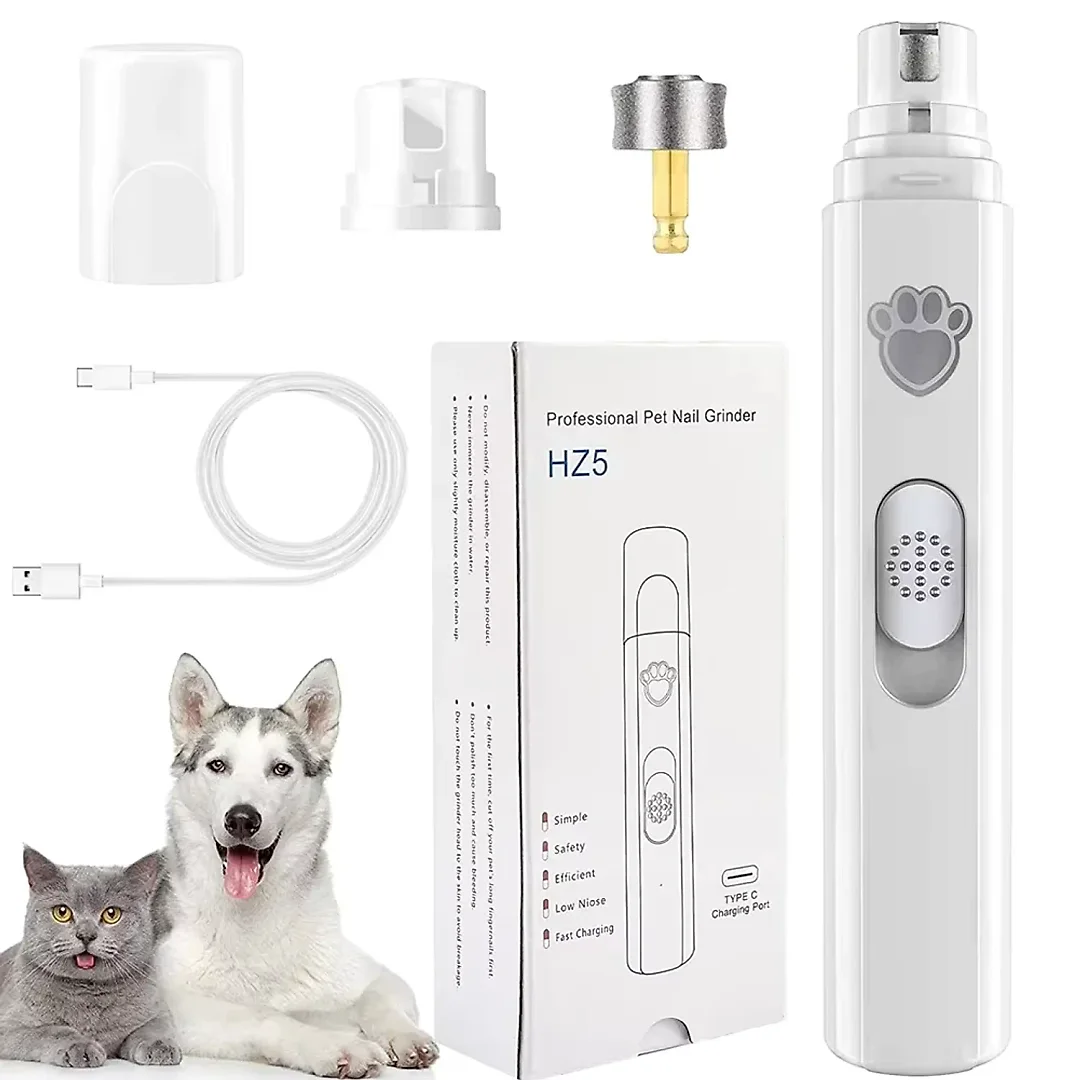 Pet Nail Grinder with Diamond Grinding Wheel, USB Rechargeable Dog Nail Trimmer for Dogs & Cats, Compact Electric Nail File