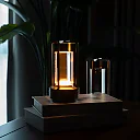 Crystal Lantern Lamp, Aluminum Cordless Table Lamp with 2000mAh Rechargeable Battery, LED Touch Dimming for Restaurant, Patio & Camping