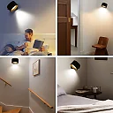 Rechargeable Wall Reading Light with Remote, Magnetic Battery Operated LED Wall Sconce, 360 Degree Rotating, 3 Colors & Dimmable