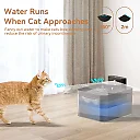 Cordless Cat Water Fountain 2.2L, Rechargeable 2600mAh Battery Operated Pet Fountain with Motion Sensor & 4 Filters