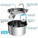 Stainless Steel Pet Water Fountain with Faucet, Quiet USB Cat & Dog Water Fountain, Optional Filter Kit & Motion Sensor