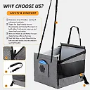 Dog Car Seat with Mesh Safety Cover, Waterproof Pet Booster Seat for Small & Medium Dogs, Stable Back Seat Travel Bed, Gray
