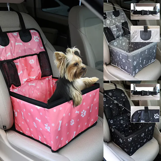 Dog Car Seat for Small & Medium Dogs, Waterproof Pet Booster Seat with Storage Pockets, Non-Slip Portable Travel Bed for Back Seat