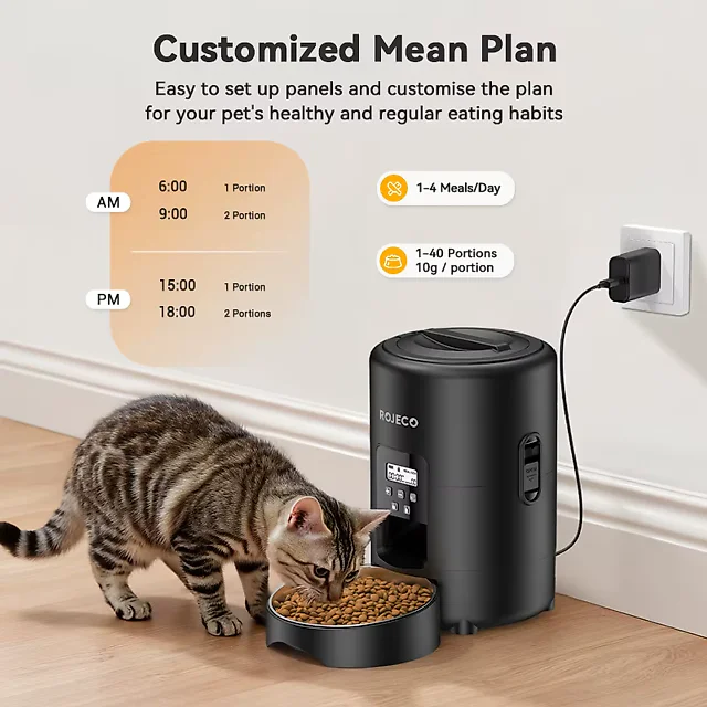 Automatic Cat Feeder 2L, Smart Pet Food Dispenser with Scheduled Meals & LCD Display, Wi-Fi App or Button Control