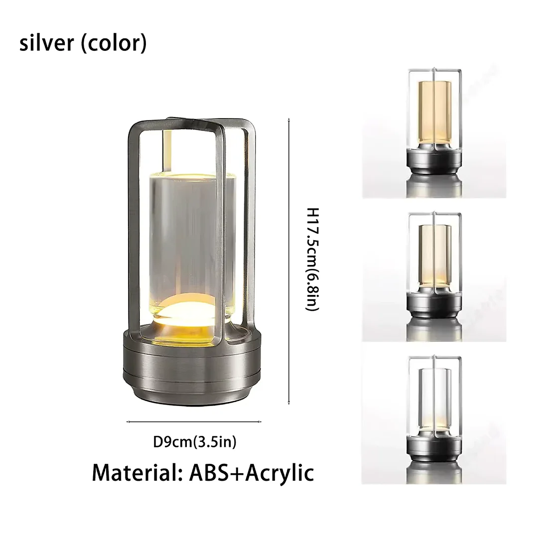 Cordless Lantern Table Lamp, Rechargeable LED Touch Lamp in Lantern or Slim Dome Style, Dimmable Battery Operated Lamp for Restaurant & Bedroom