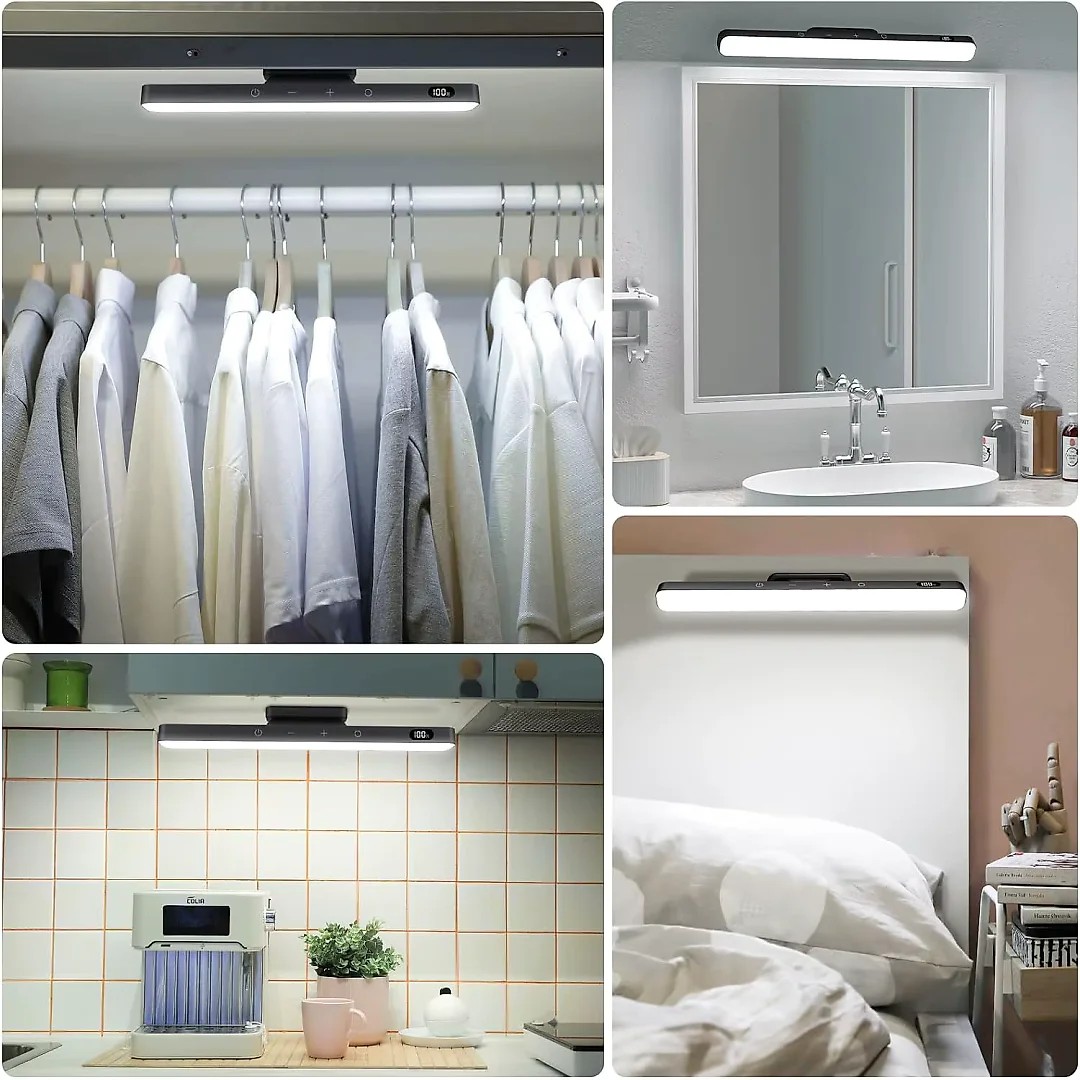 Rechargeable LED Light Bar, Dimmable 2500mAh Under Cabinet & Vanity Makeup Light with 3 Color Temperatures, Touch or Remote Control