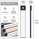 Ultra Slim Under Cabinet Lighting, Battery Operated Rechargeable Motion Sensor LED Bar with Magnetic Mount, 3 Colors & Dimming, USB-C