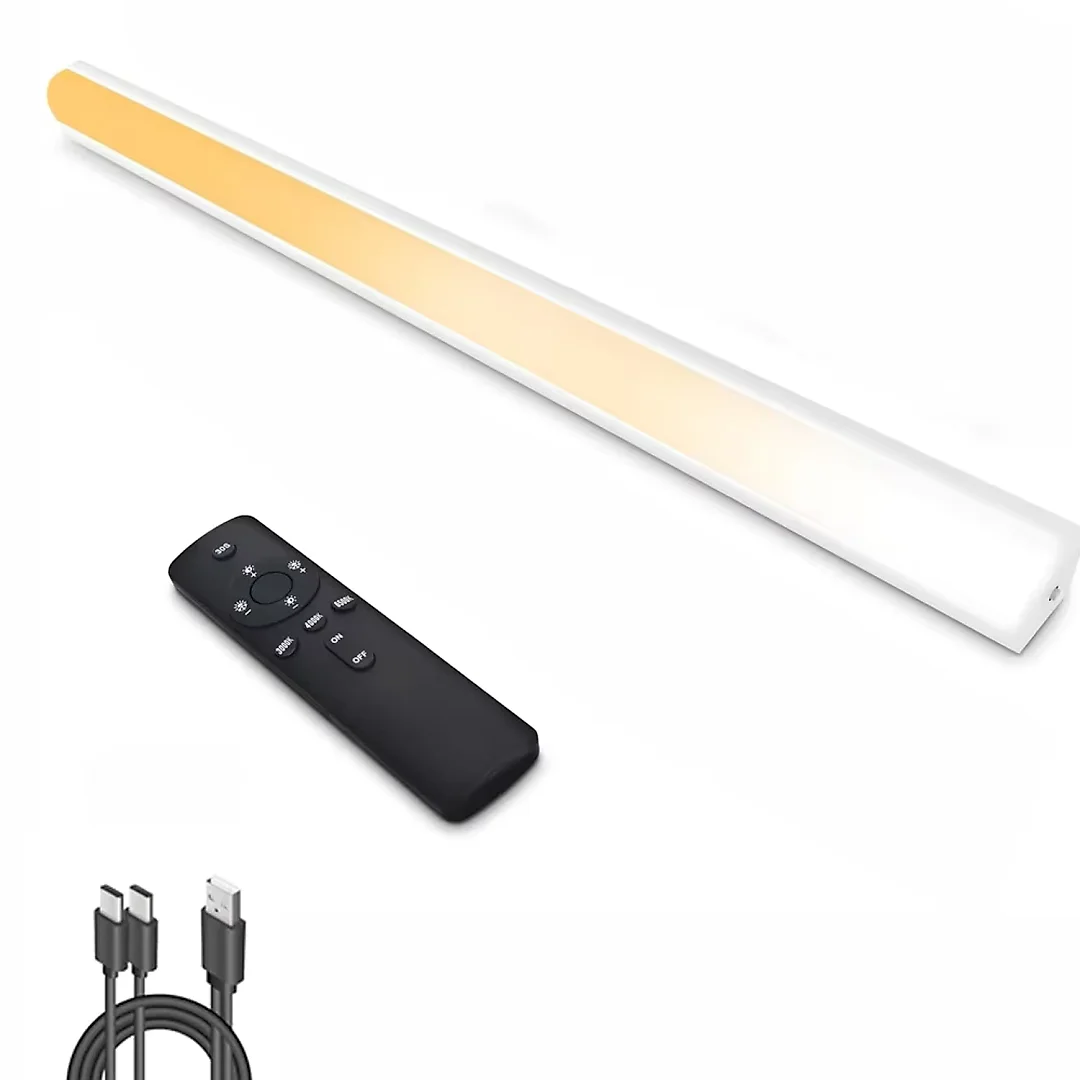 Under Cabinet Lighting with Remote, Rechargeable 12 Inch Magnetic LED Light Bar, Dimmable 3 White Tones, Wireless Shelf Light