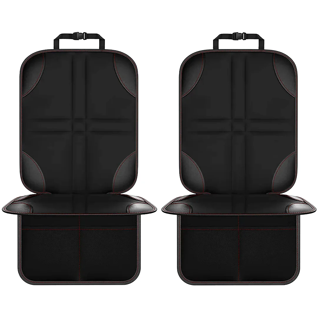 Car Seat Protector Mat with Storage Pockets, Waterproof Non-Slip Seat Cover for Dogs & Child Car Seats, Single or 2-Pack