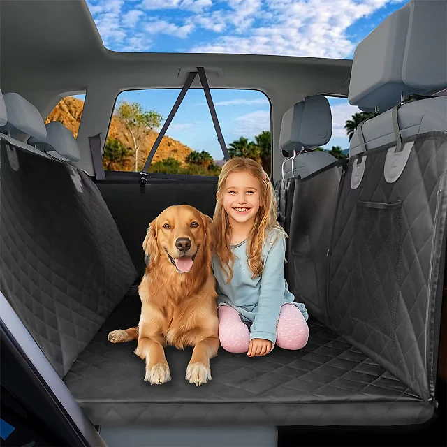 Hard Bottom Dog Seat Cover, Back Seat Extender Hammock with Firm Platform, Waterproof Scratch-Proof for Large Dogs, Cars & SUVs