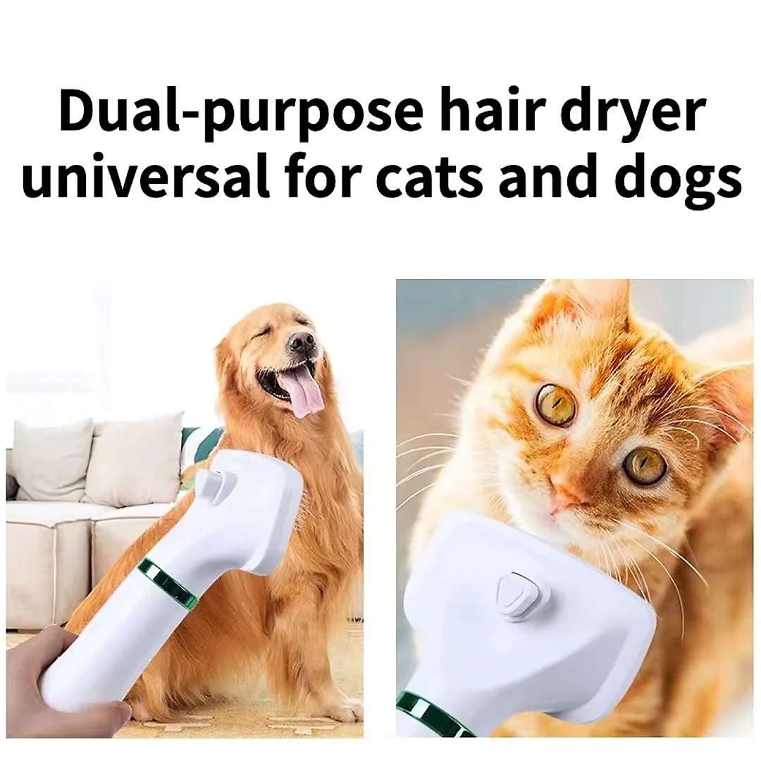 Dog Dryer Brush 2-in-1, Quiet Pet Hair Dryer with Slicker Comb & 4 Heat Settings for Dogs & Cats, US Plug