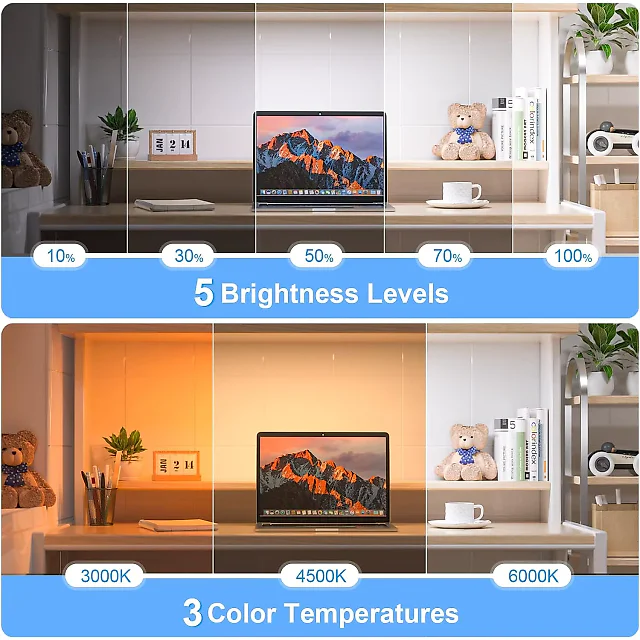 Rechargeable LED Light Bar, Dimmable 2500mAh Under Cabinet & Vanity Makeup Light with 3 Color Temperatures, Touch or Remote Control