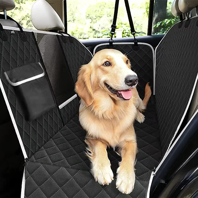 Hard Bottom Dog Seat Cover, Waterproof Oxford Back Seat Extender, Scratch-Resistant Dog Car Platform for Medium Dogs
