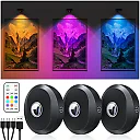 Rechargeable Puck Lights with Remote, Wireless RGB LED Under Cabinet Lighting with Timer & Touch Control, Stick-On Closet Lights, 3 or 6-Pack
