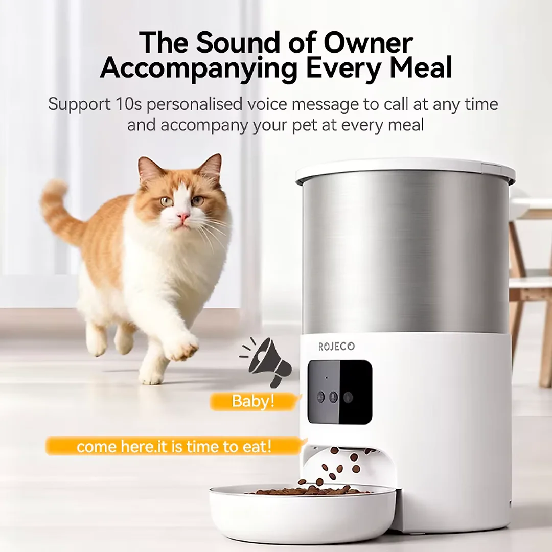 Automatic Cat Feeder Stainless Steel 4.5L, Wi-Fi Smart Pet Feeder with App Scheduling & Voice Recorder for Cats & Dogs
