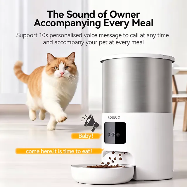 Automatic Cat Feeder Stainless Steel 4.5L, Wi-Fi Smart Pet Feeder with App Scheduling & Voice Recorder for Cats & Dogs