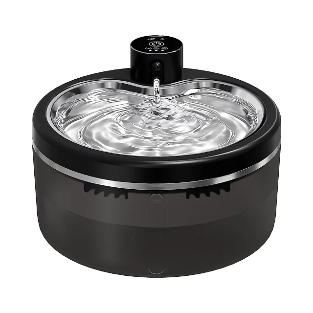 Cordless Cat Water Fountain 3L, 4000mAh Battery Pet Fountain with Motion Sensor & Stainless Steel Tray, Ultra-Quiet, Black