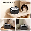 Cordless Cat Water Fountain 3L, 4000mAh Battery Pet Fountain with Motion Sensor & Stainless Steel Tray, Ultra-Quiet, Black
