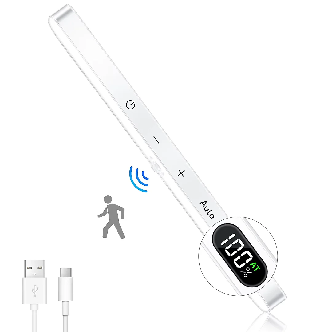 Under Cabinet Lighting Wireless, Rechargeable 60 LED Motion Sensor Closet Light Bars with Battery Display & Touch Control, Cool White