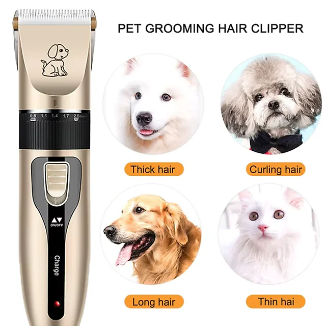 Dog Grooming Kit with Clippers, Rechargeable Cordless Dog Clippers with Guide Combs, Scissors & Nail Clipper Options for Dogs & Cats