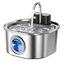 Wireless Cat Water Fountain 3L, Battery Operated Stainless Steel Pet Fountain with Motion Sensor, Cordless Cat Fountain for Any Room