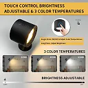 Double Head Wall Reading Light, Rechargeable Battery Operated LED Wall Sconce with Remote & Touch, 360 Degree Rotating Bedside Lamp