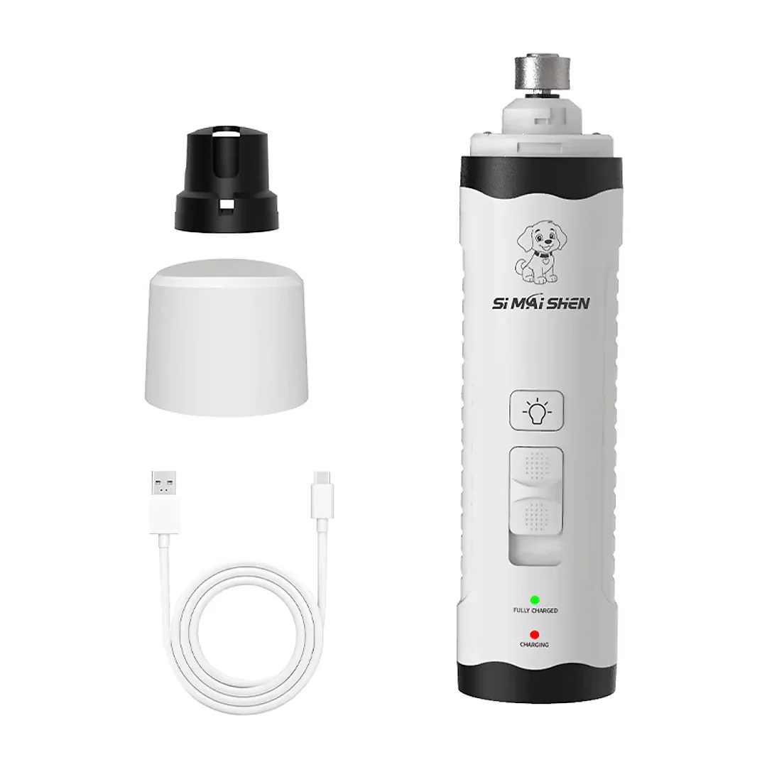Dog Nail Grinder Kit with LED Light, Quiet Rechargeable Dog Nail Trimmer with Extra Grinding Heads for Dogs & Cats