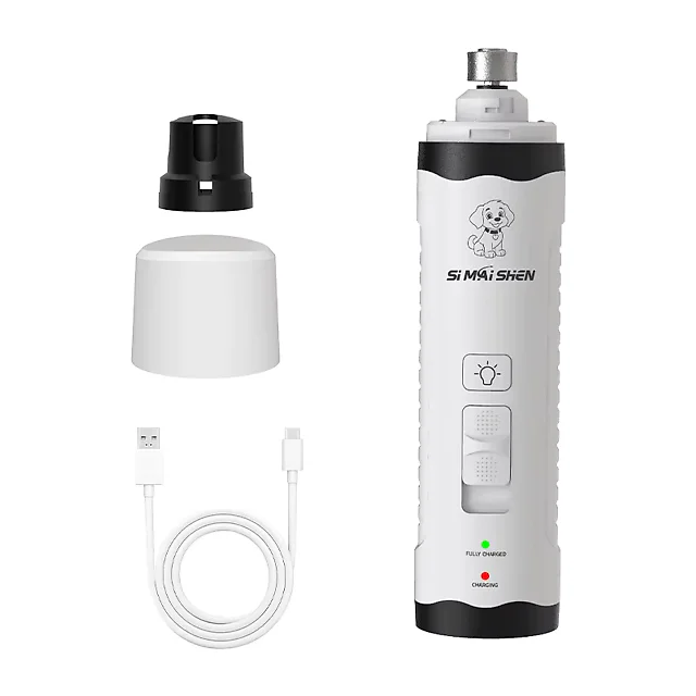 Dog Nail Grinder Kit with LED Light, Quiet Rechargeable Dog Nail Trimmer with Extra Grinding Heads for Dogs & Cats