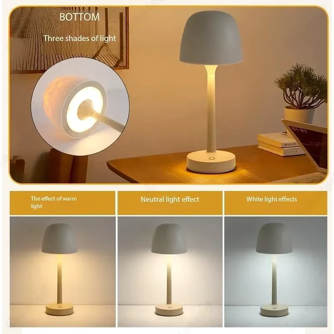Water Ripple Lamp, Rechargeable Mushroom Table Lamp with 16 Colors, Ocean Wave Projector Night Light for Bedroom & Living Room
