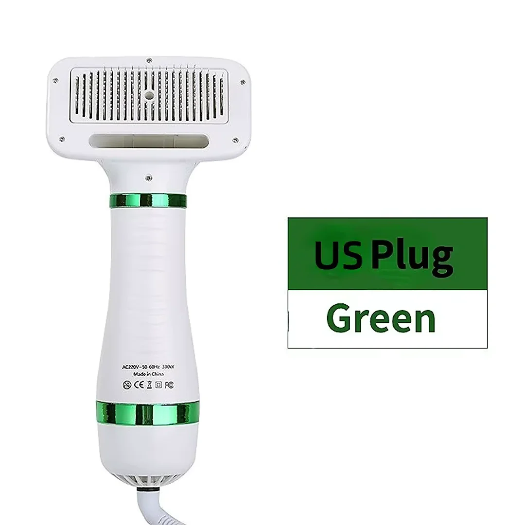 Dog Dryer Brush 2-in-1, Quiet Pet Hair Dryer with Slicker Comb & 4 Heat Settings for Dogs & Cats, US Plug