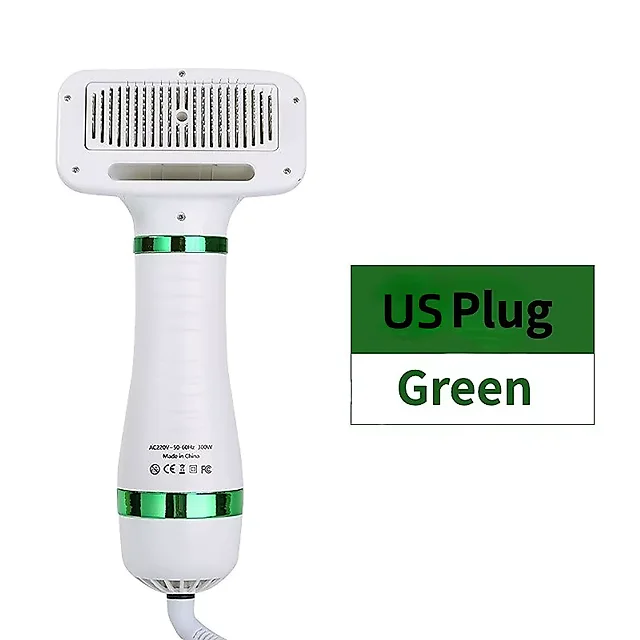 Dog Dryer Brush 2-in-1, Quiet Pet Hair Dryer with Slicker Comb & 4 Heat Settings for Dogs & Cats, US Plug