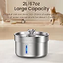 Cat Water Fountain Stainless Steel with US Adapter, Quiet Pet Water Fountain for Cats & Dogs, 2L or 4L