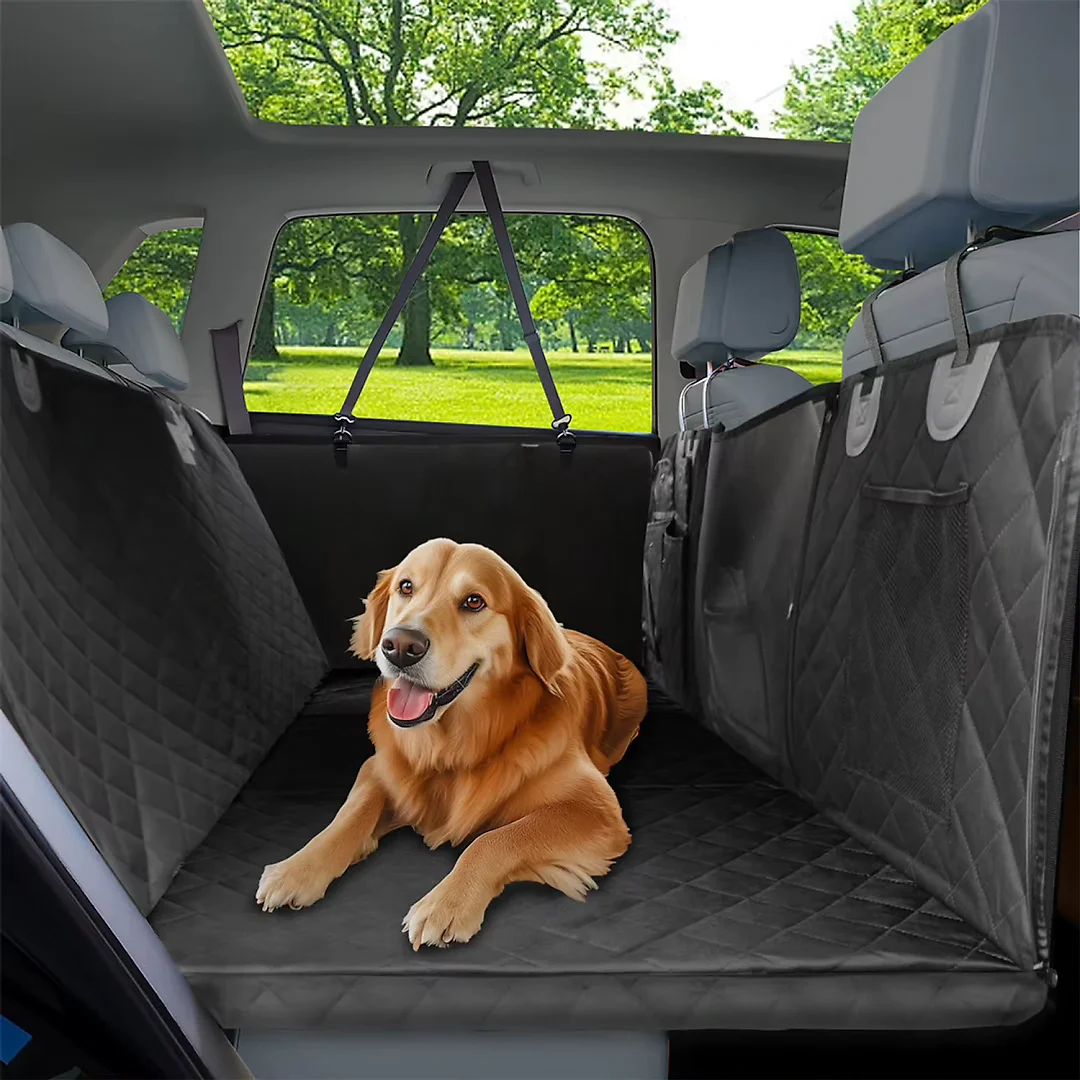 Hard Bottom Dog Seat Cover, Back Seat Extender Hammock with Firm Platform, Waterproof Scratch-Proof for Large Dogs, Cars & SUVs