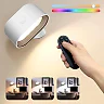 RGB Wall Light with Remote, Rechargeable Battery Operated LED Wall Sconce, 360 Degree Rotating Color Changing Night Light, White