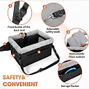 Elevated Dog Car Seat for Small Dogs, Console Booster Seat with Metal Frame & Removable Washable Cover, Portable Pet Travel Bed