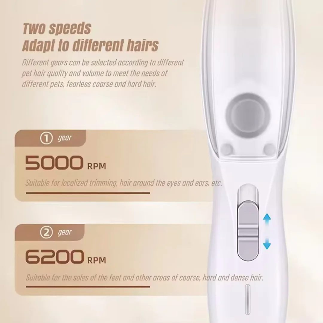 Dog Paw Trimmer with Hair Suction, 2-in-1 Rechargeable Pet Trimmer for Paws, Ears & Face, Low-Noise & Mess-Free Grooming