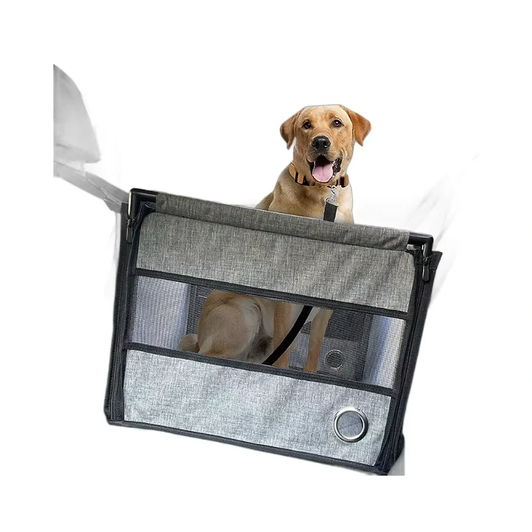 Dog Car Seat with Mesh Safety Cover, Waterproof Pet Booster Seat for Small & Medium Dogs, Stable Back Seat Travel Bed, Gray
