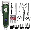 Professional Dog Clippers, All-Metal Cordless Rechargeable Dog Grooming Clippers with Digital Display & Guide Combs, Low Noise