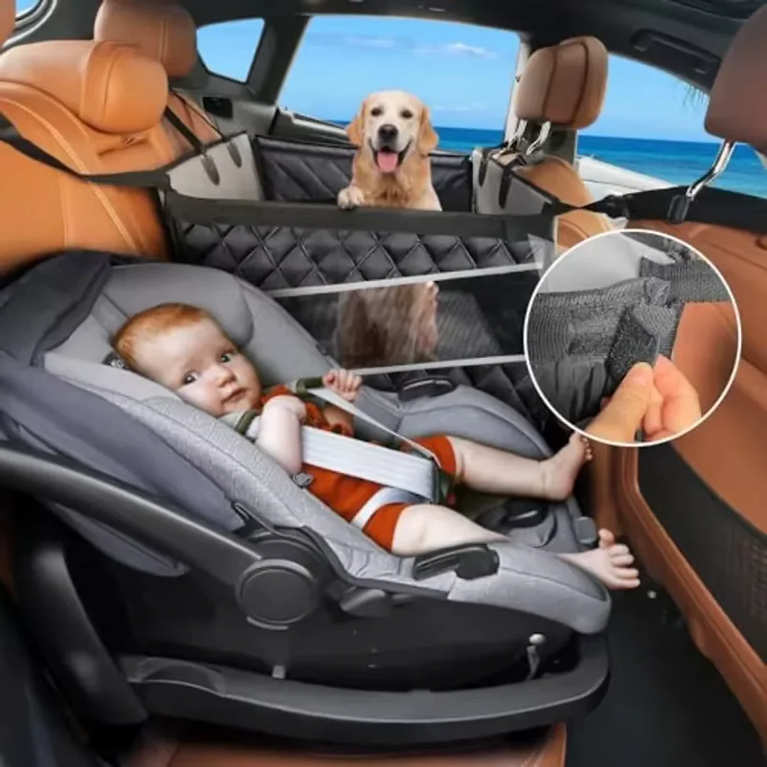 Back Seat Extender for Dogs, Waterproof Dog Car Hammock Platform with Non-Slip Suction Cups for Medium & Large Dogs, Universal Fit