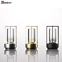 Crystal Lantern Lamp, Aluminum Cordless Table Lamp with 2000mAh Rechargeable Battery, LED Touch Dimming for Restaurant, Patio & Camping