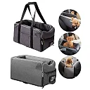 Pet Car Seat for Small Dogs & Cats, Portable Console Booster Seat with Optional Carry Bag, Soft Cotton Travel Bed
