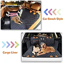Dog Car Hammock with Mesh Window, Waterproof Dog Seat Cover for Back Seat with Side Flaps & Zippers for Cars, Trucks & SUVs